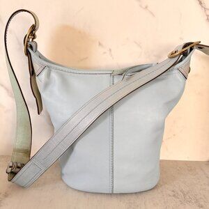 Blue Leather Bucket Should Bag by Coach